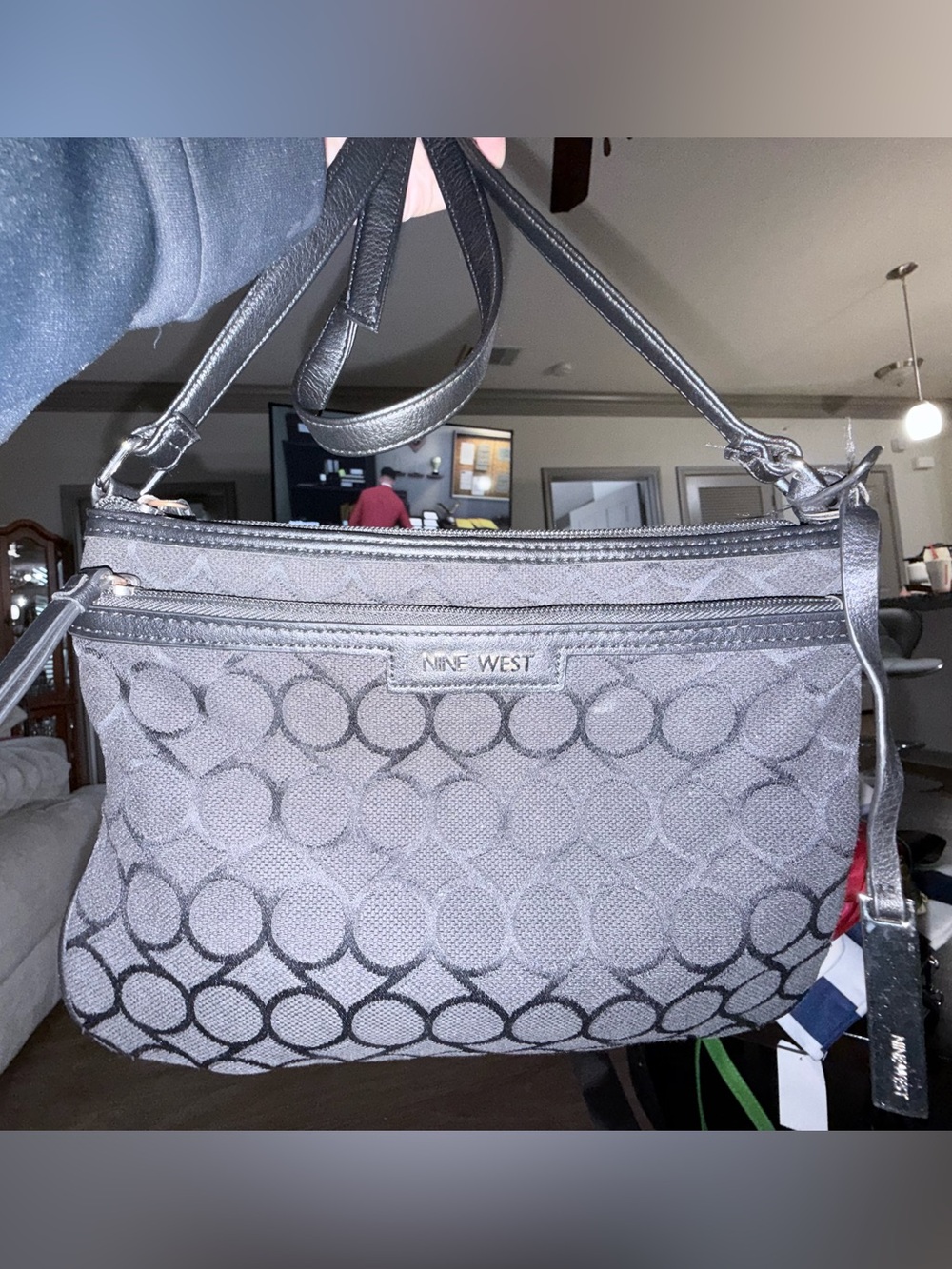 Nine West Gray Circle Jacquard Shoulder Bag